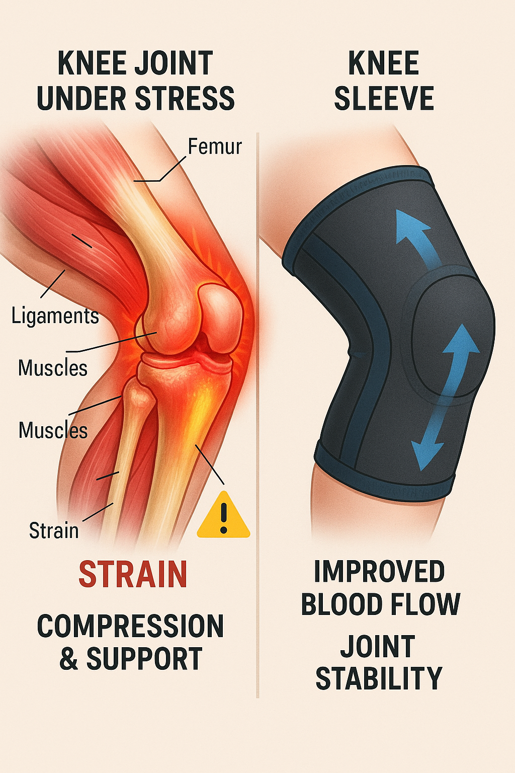 7 Best Knee Sleeves for Squats to Boost Support & Performance 5 Knee joint anatomy diagram showing support from best knee sleeves for squats