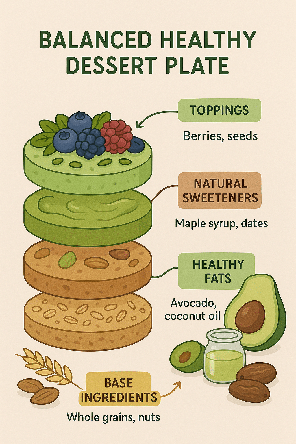 7 Delicious Healthy Desserts Recipes for Nutritious Treats 6 Layered diagram of ingredient components in healthy desserts recipes