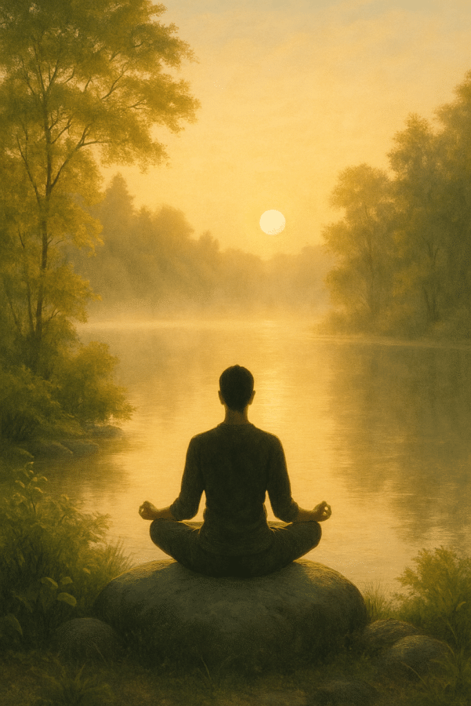 Live Better, Feel Stronger, Stay Healthy 5 Peaceful guided meditation for beginners by a serene lake at sunrise for stress relief and balance
