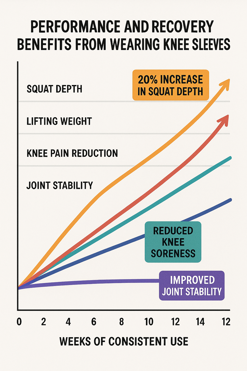7 Best Knee Sleeves for Squats to Boost Support & Performance 7 Performance and recovery benefits graph with best knee sleeves for squats