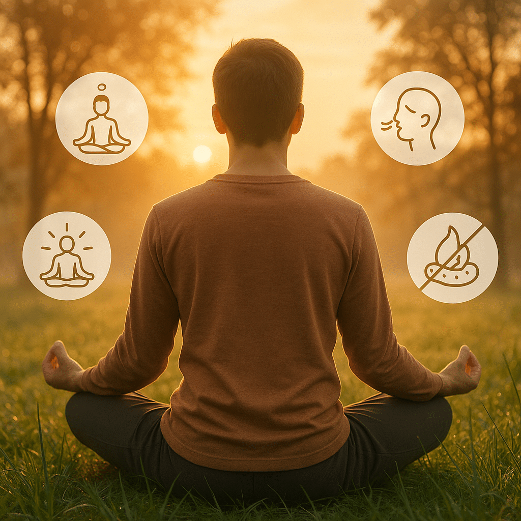 Person meditating outdoors illustrating natural stress reduction to reduce inflammation