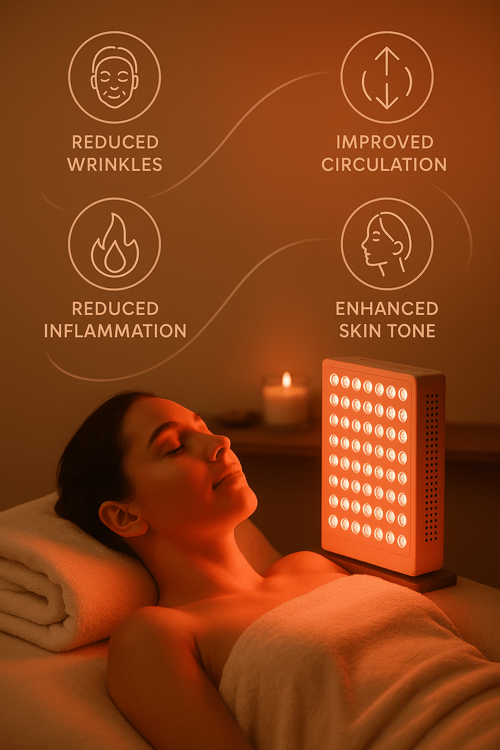 6 Powerful Red Light Therapy Benefits for Skin Health 5 Person receiving red light therapy benefits for skin in calming spa setting