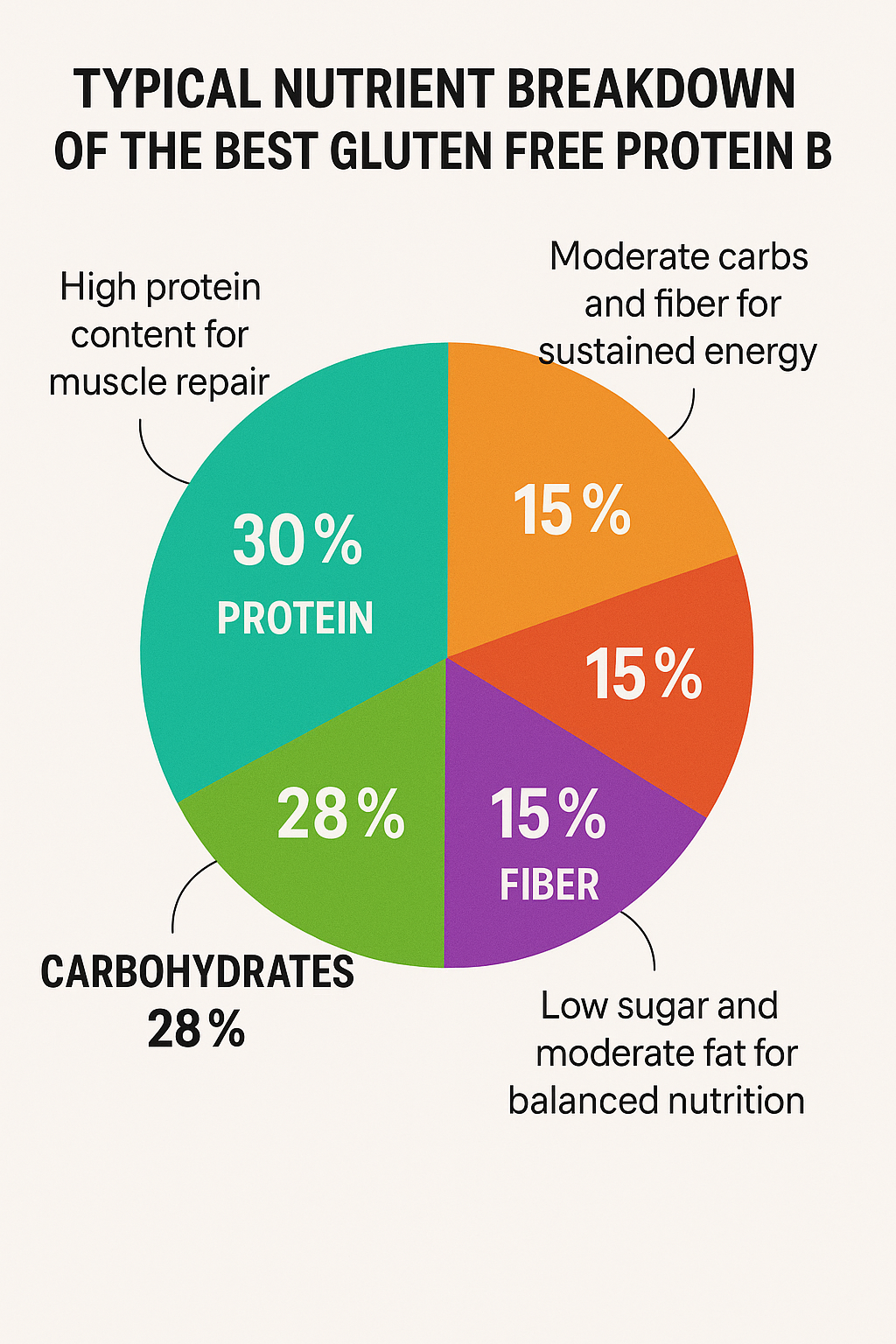 8 Best Gluten Free Protein Bars for Balanced Nutrition 6 Pie chart showing nutrient breakdown of the best gluten free protein bars for balanced nutrition