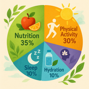 Pie chart showing proportions of key healthy lifestyle habits contributing to natural wellness