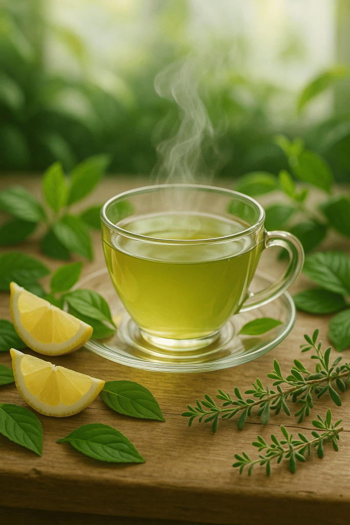8 Best Detox Teas for Weight Loss That Really Work 7 Refreshing cup of best detox teas for weight loss surrounded by fresh herbs and citrus.