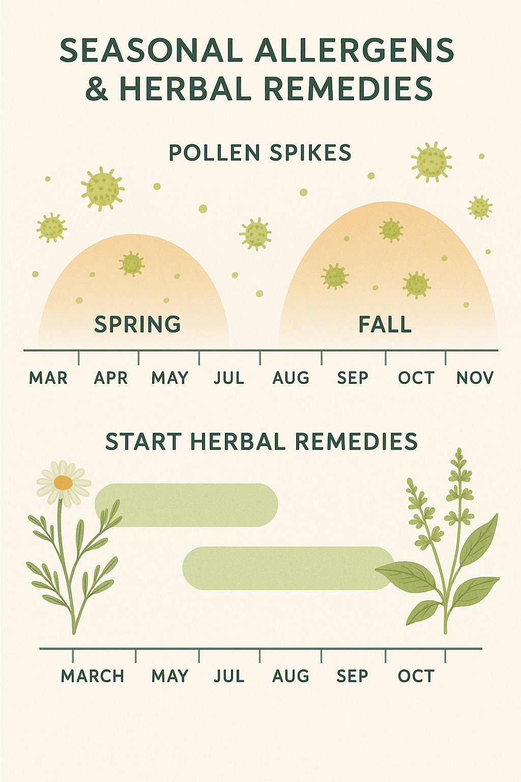 5 Powerful Herbal Remedies for Seasonal Allergies Relief 6 Seasonal allergy timeline with optimal periods for herbal remedies for seasonal allergies