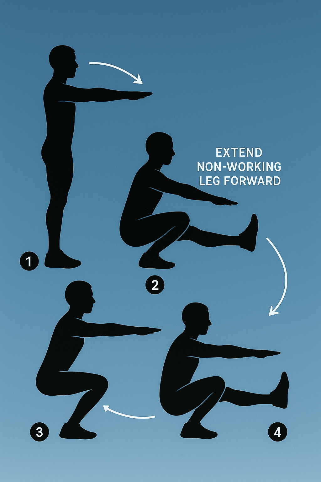6 Powerful Calisthenics Exercises for Stronger Legs 5 Side view progression of pistol squat for calisthenics exercises for legs