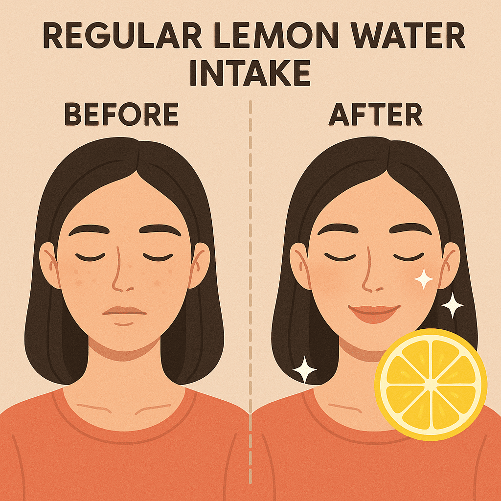 Skin improvement comparison illustrating benefits of drinking lemon water