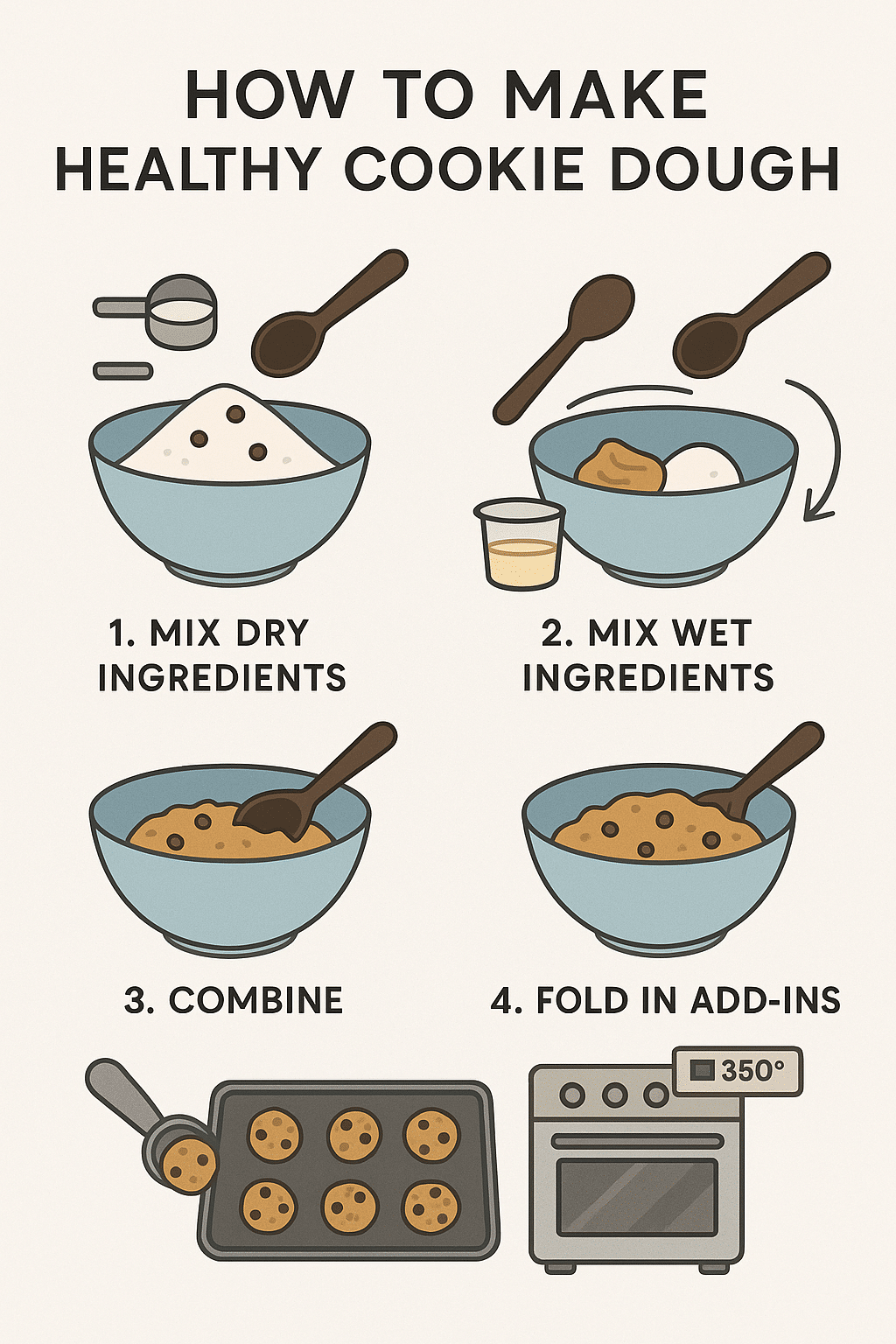 7 Delicious Healthy Cookie Recipes for Nutritious Home Baking 3 Step by step diagram for preparing healthy cookie recipe dough