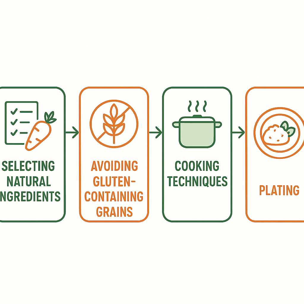 Step by step diagram showing preparation of gluten free healthy recipes for health conscious adults