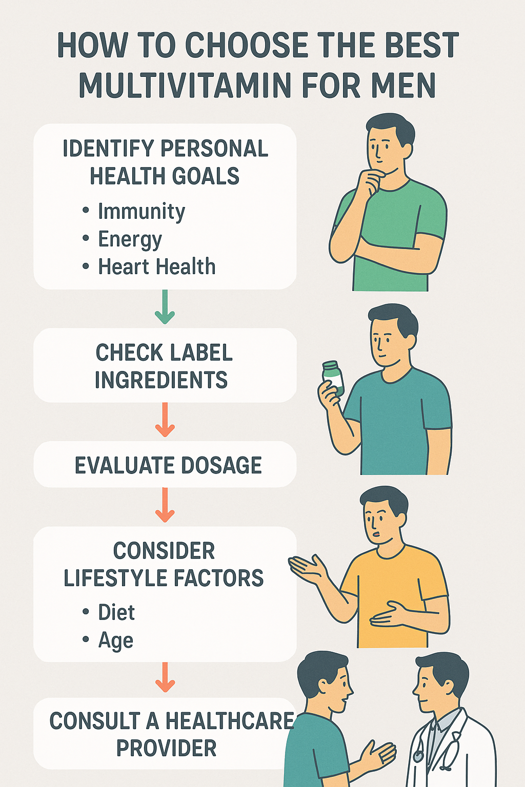 Top 7 Best Multivitamins for Men to Boost Health & Vitality 5 Step by step guide to choosing the best multivitamins for men based on health goals and lifestyle