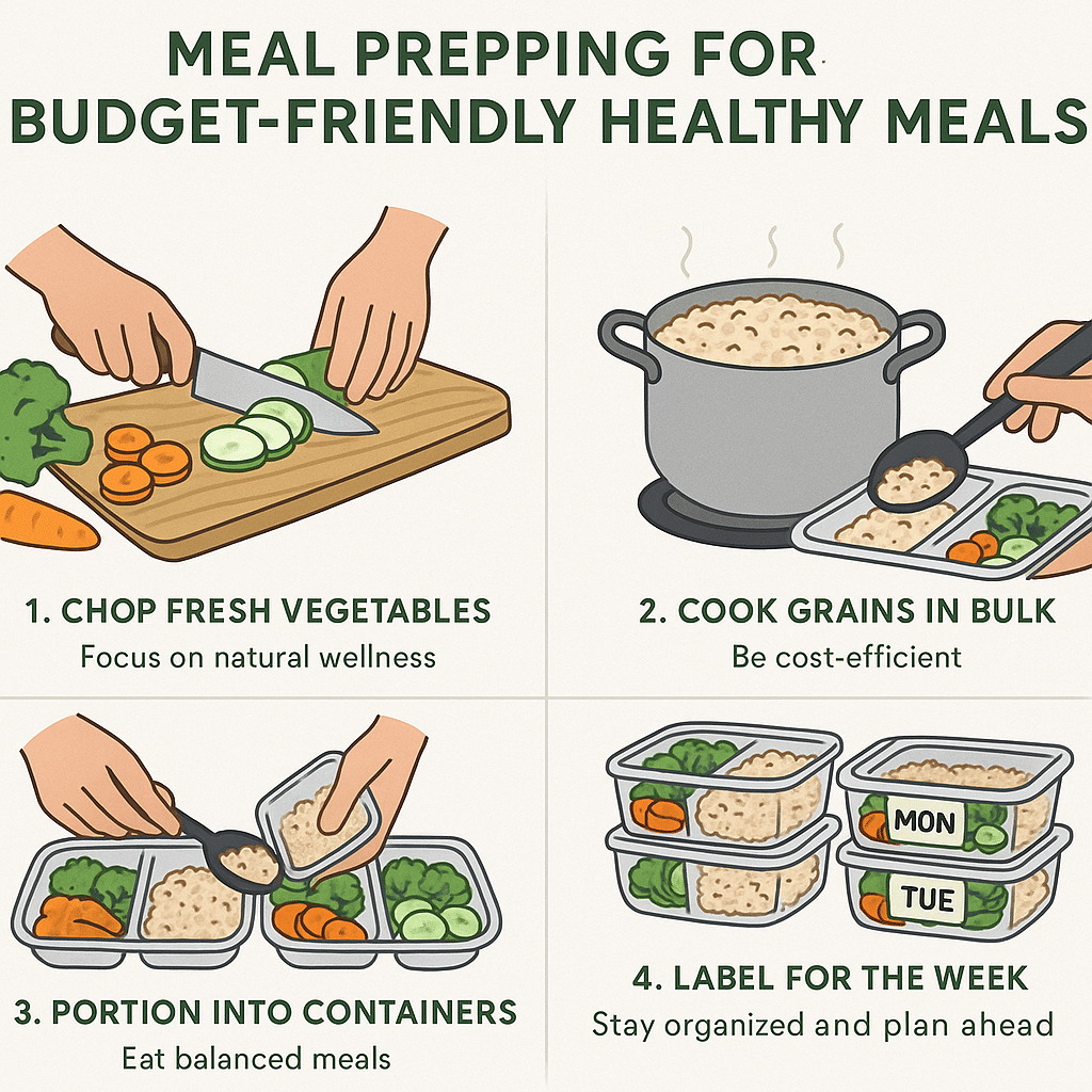 Step by step meal prepping guide for budget friendly healthy meals promoting natural wellness