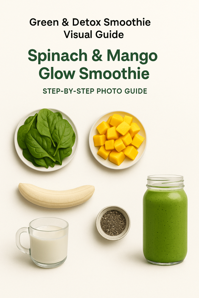 15 Best Healthy Smoothie Recipes Women Will Love 4 Step by step photo guide for making Spinach Mango Glow Smoothie from healthy smoothie recipes