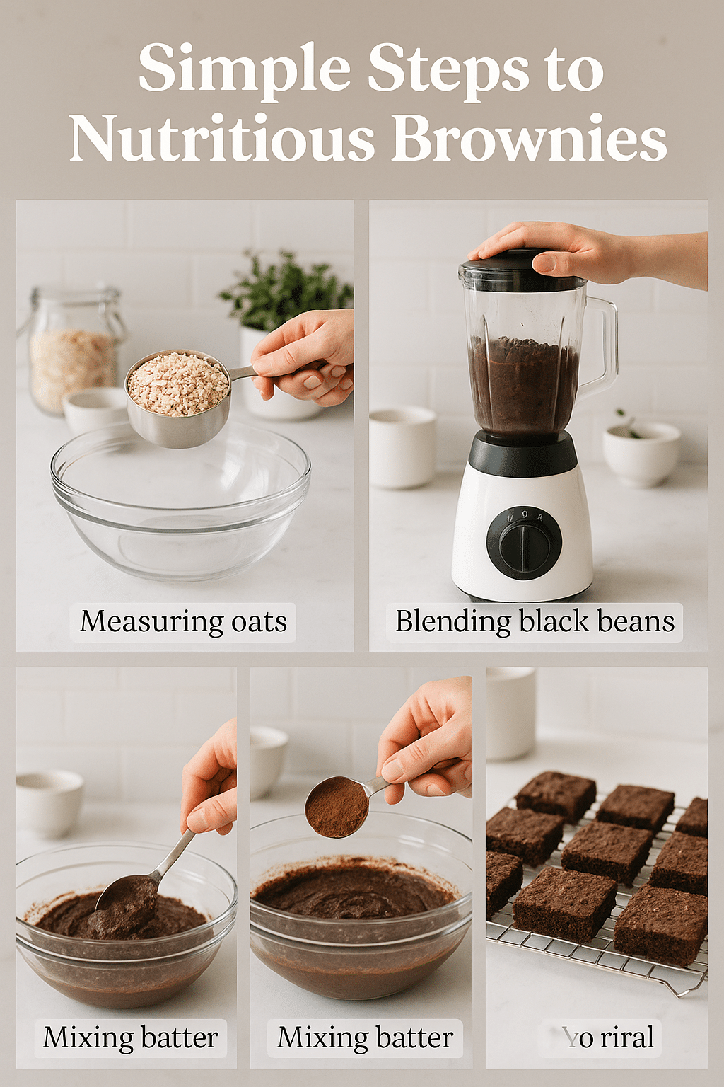 7 Delicious Healthy Brownie Recipes for Nutritious Baking 4 Step by step photos making healthy brownie recipes with wholesome ingredients in a bright kitchen