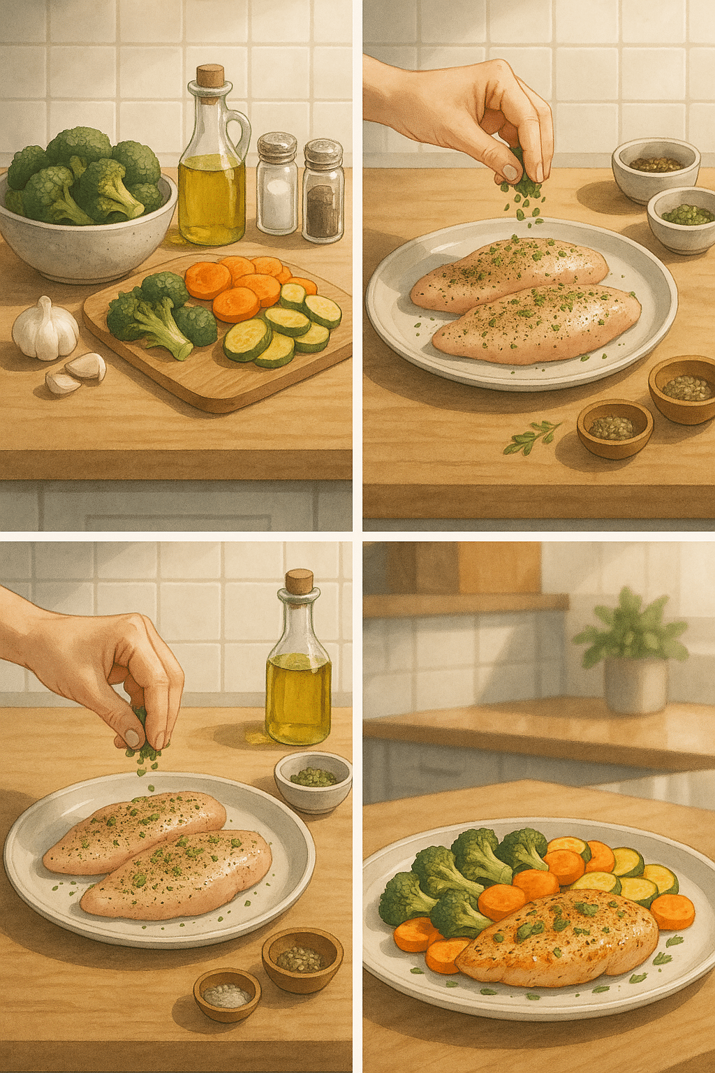 5 Irresistible Low Carb Meal Ideas for Dinner to Boost Health 5 Step by step recipe visuals for delicious low carb meal ideas for dinner with grilled chicken and ve