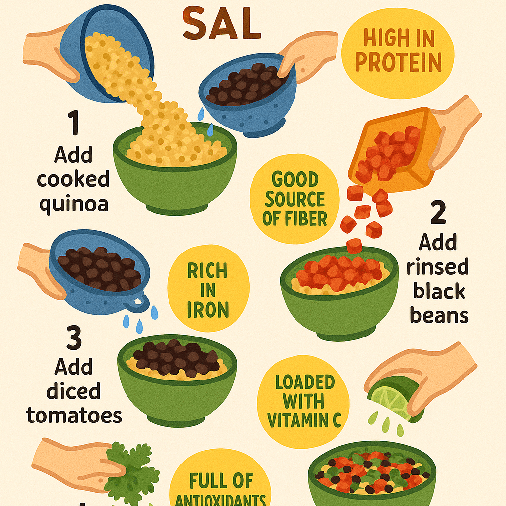 15 Best High Protein Foods for Vegetarians to Boost Wellness 5 Step by step visual guide for a high protein vegetarian quinoa and black bean salad