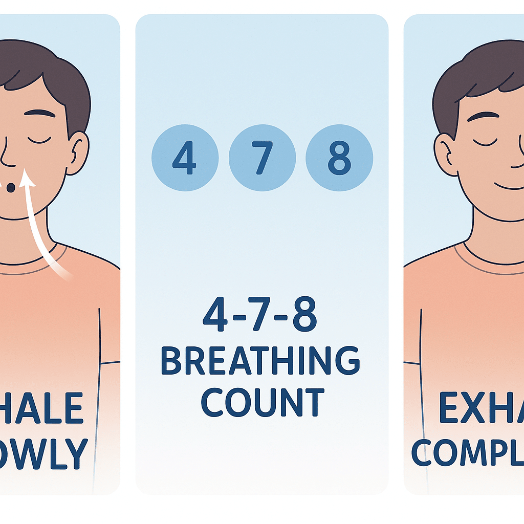 Visual guide demonstrating deep breathing stress management techniques