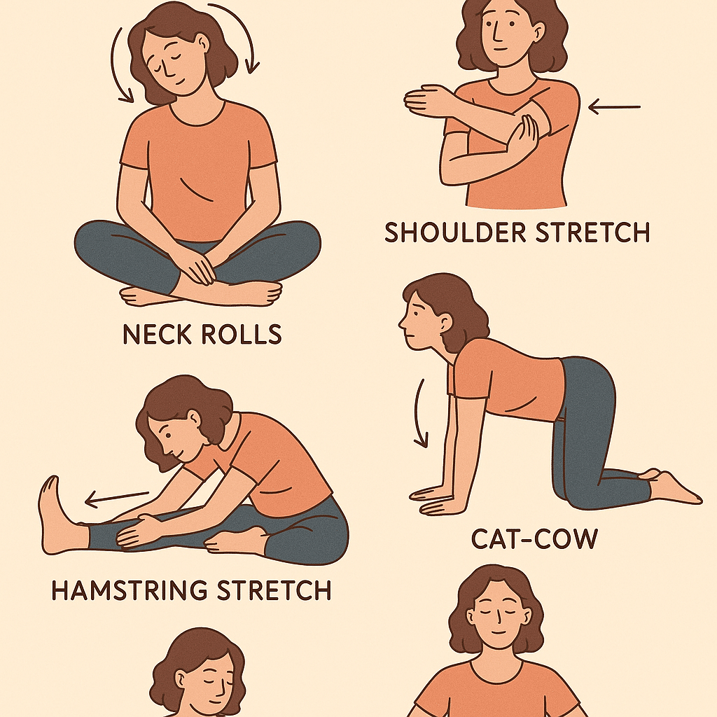 15 Best Home Workouts Without Equipment for Natural Wellness 6 Visual guide of warm up and cool down stretches essential for best home workouts without equipment
