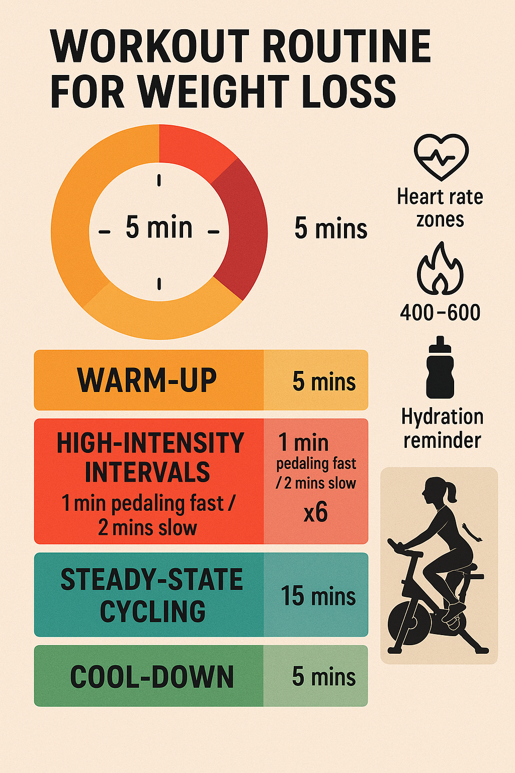 7 Best Stationary Bikes for Weight Loss to Boost Your Fitness 6 Visual workout routine for weight loss using the best stationary bikes for weight loss with interval