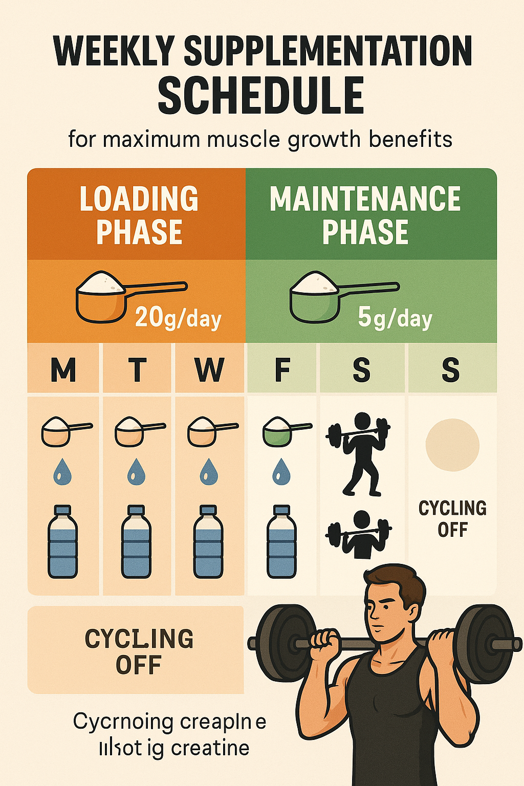 Top 7 Best Creatine for Muscle Growth: Boost Your Gains 5 Weekly supplementation schedule for the best creatine for muscle growth with loading and maintenance