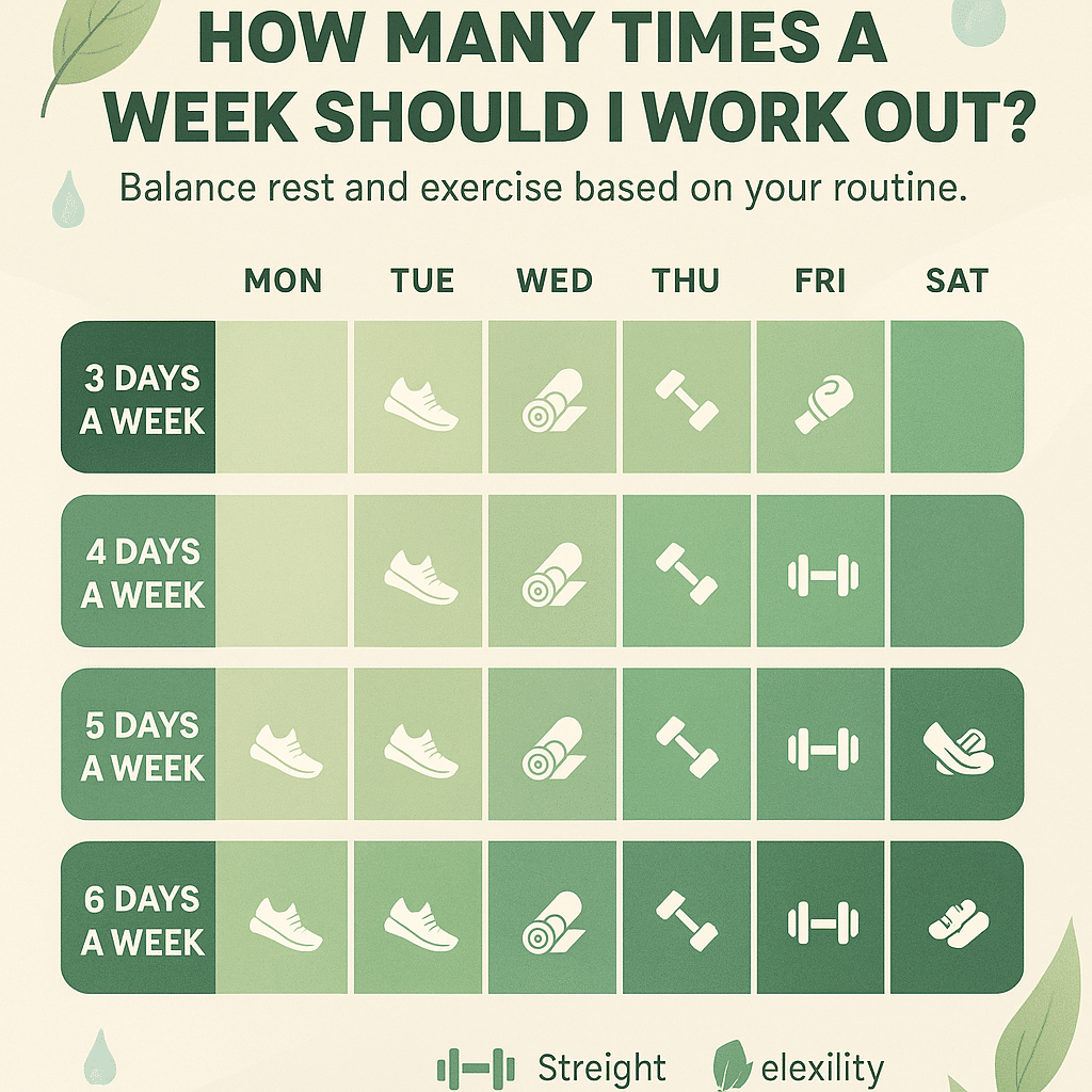 How Many Times a Week Should I Work Out? 12 Proven Tips for Natural Wellness 3 Weekly workout calendar showing how many times a week should I work out for balanced exercise and re
