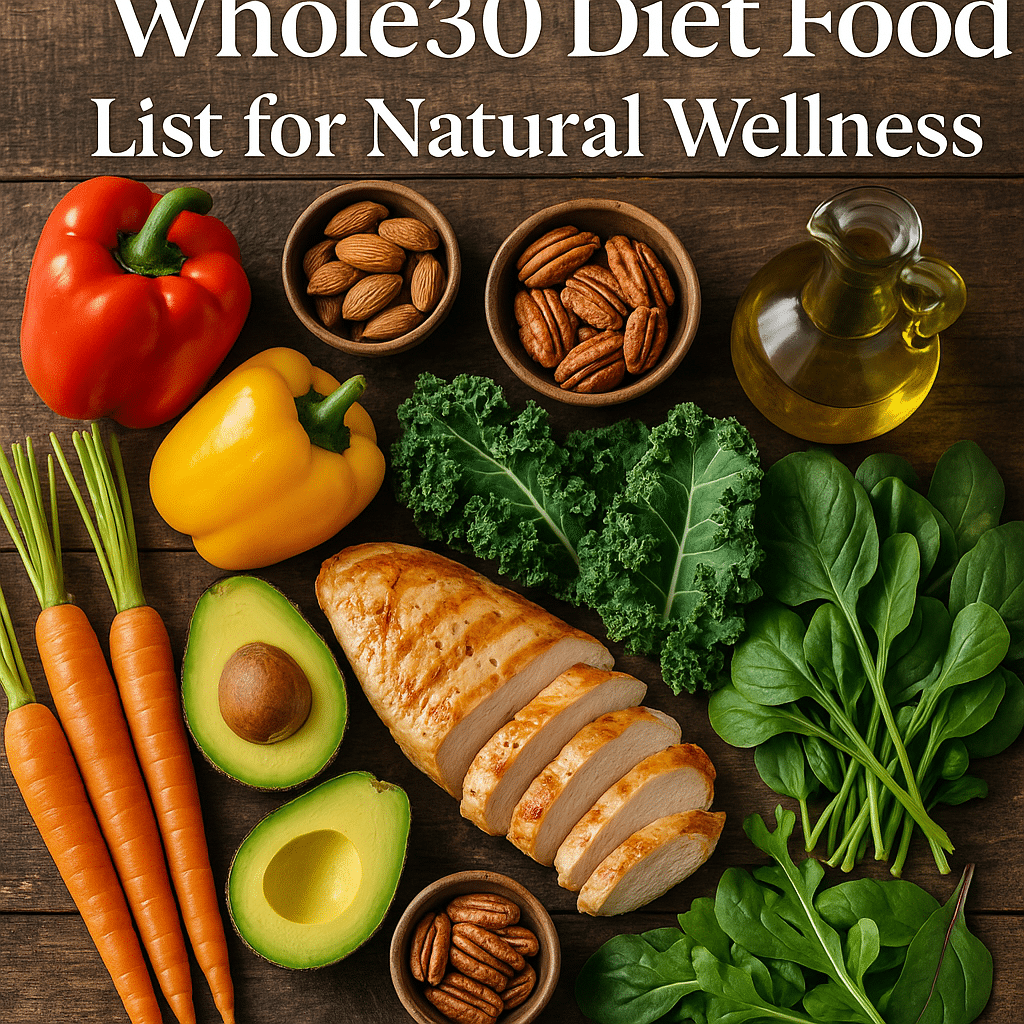 Ultimate Whole30 Diet Food List for Natural Wellness 7 Whole30 diet food list featuring fresh vegetables, proteins, and healthy fats for natural wellness.