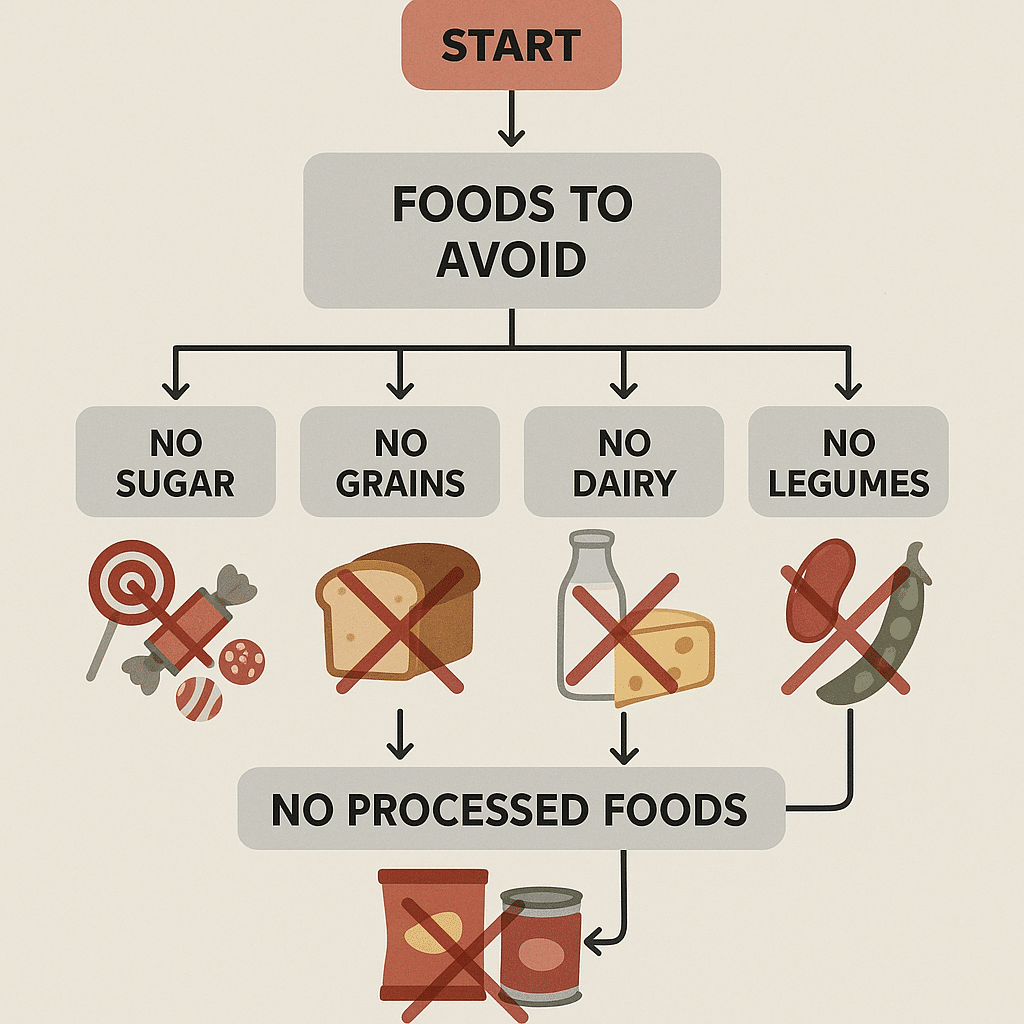 Ultimate Whole30 Diet Food List for Natural Wellness 4 Whole30 diet food list flowchart highlighting foods to avoid including sugar grains dairy legumes